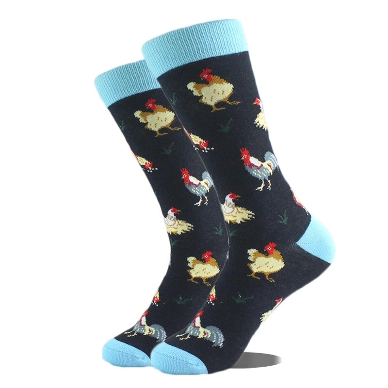 Unisex Cute Printing Animal Color Block Cotton Ankle Socks A Pair