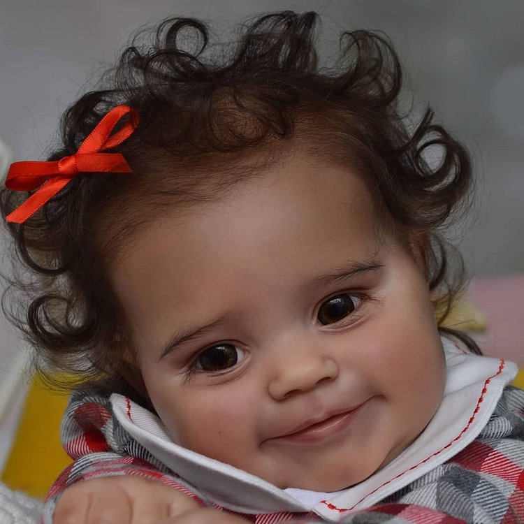 [New Black Girl] African American Baby Doll 20" Real Lifelike Soft Silicone Reborn Toddler Baby Girl Doll Set with Clothes and Pacifier Rebornartdoll® Rebornartdoll®