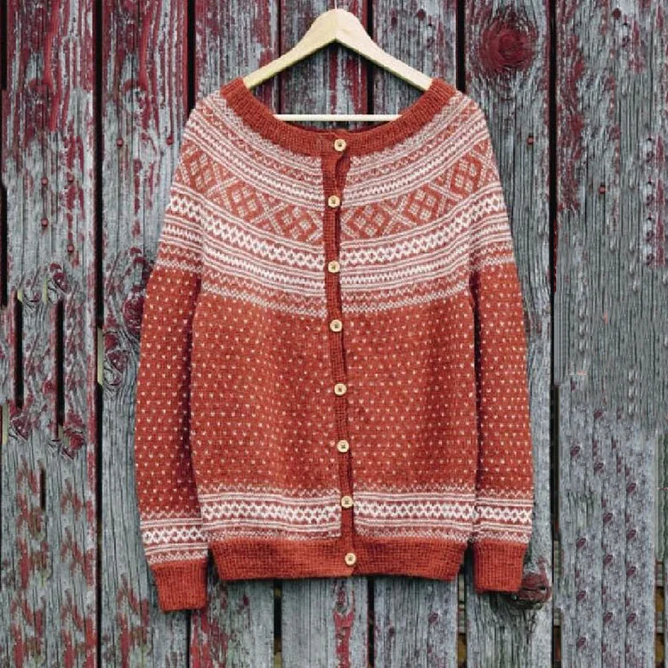 Vintage Tribal Geometry Button Down Dot Comfy Sweater