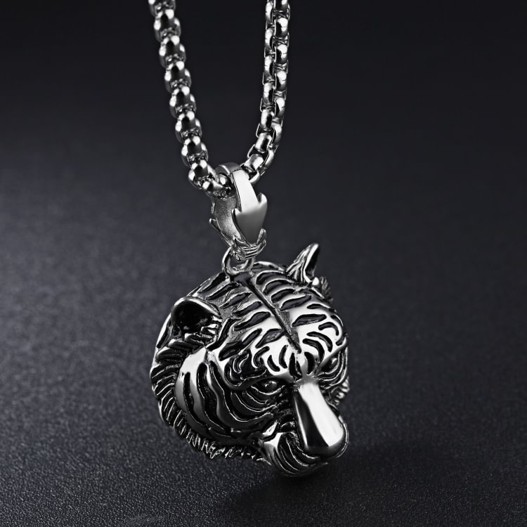 Tiger head titanium steel vintage pendant
