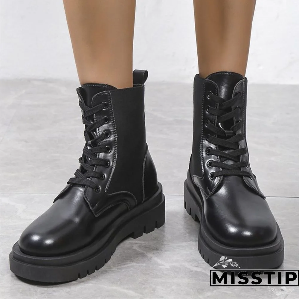 Black Casual Patchwork Frenulum Solid Color Round Keep Warm Comfortable Shoes