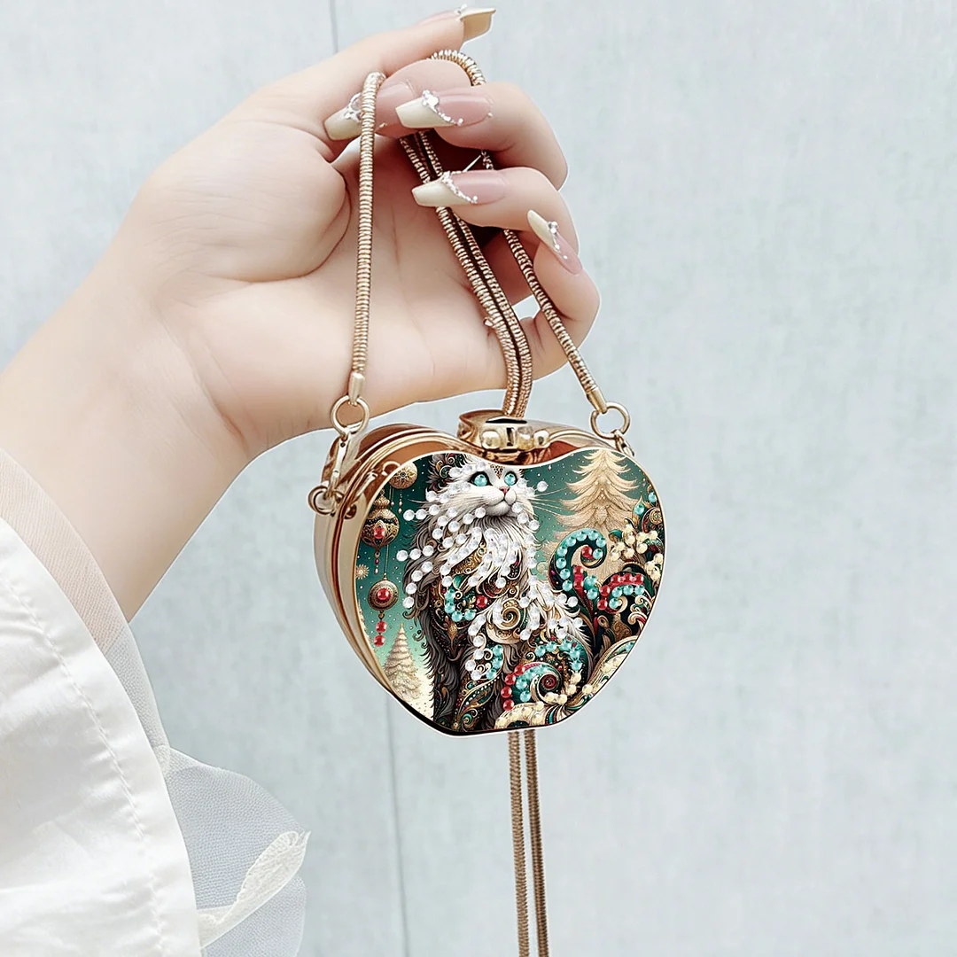 Cats D DIY Acrylic Love Diamond Art Painting Card Case Wallet with Chain Small Diamond Painting Crossbody Bag for Adults Women Girls Gift