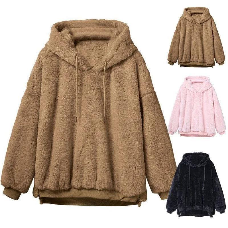 Winter Warm Hooded Tops Loose Soft Cute Pullover SY13169