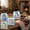 12Pcs Teacup Cat DIY Diamond Painting Greeting Card Kit for Adults Gifts