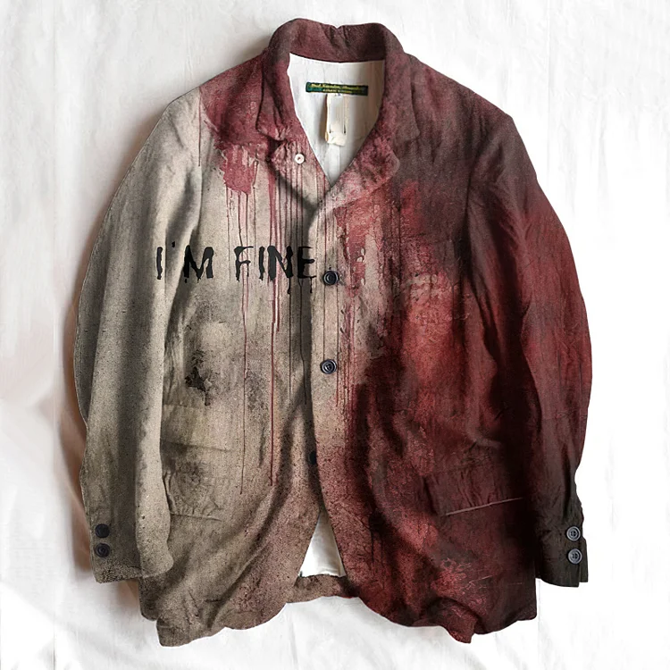 Comstylish Men's Bloody I'm Fine Halloween Casual Jacket
