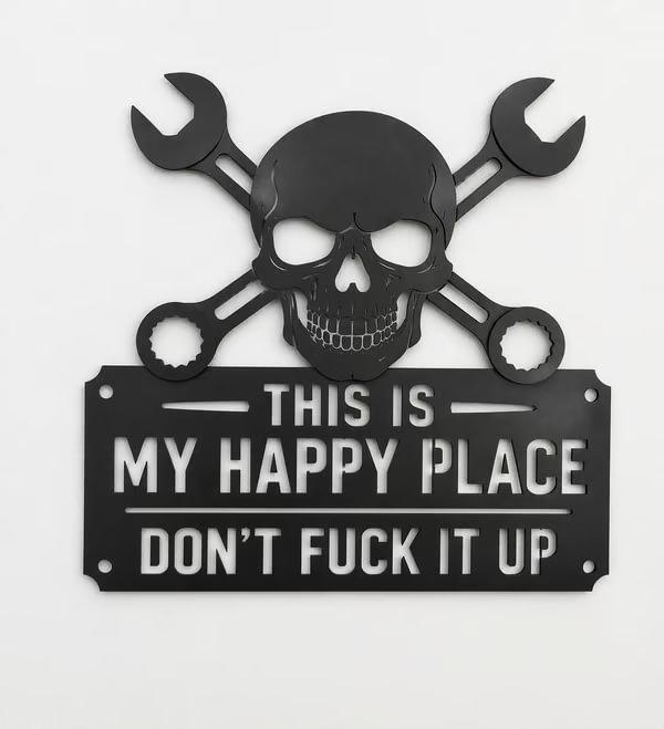 💀🛠️"This Is My Happy Place" Metal Wall Art Sign🔥 