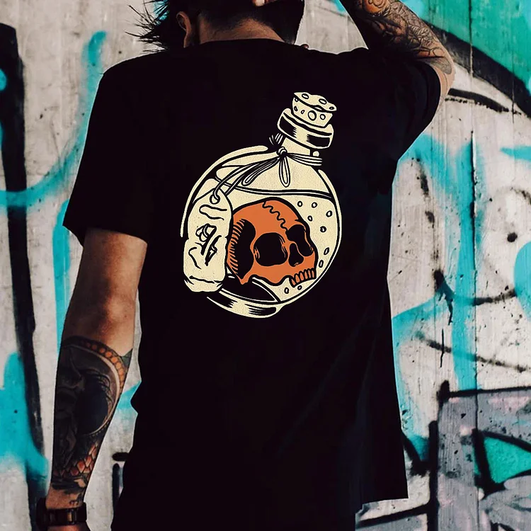 Skull In A Bottle Printed Men's T-shirt