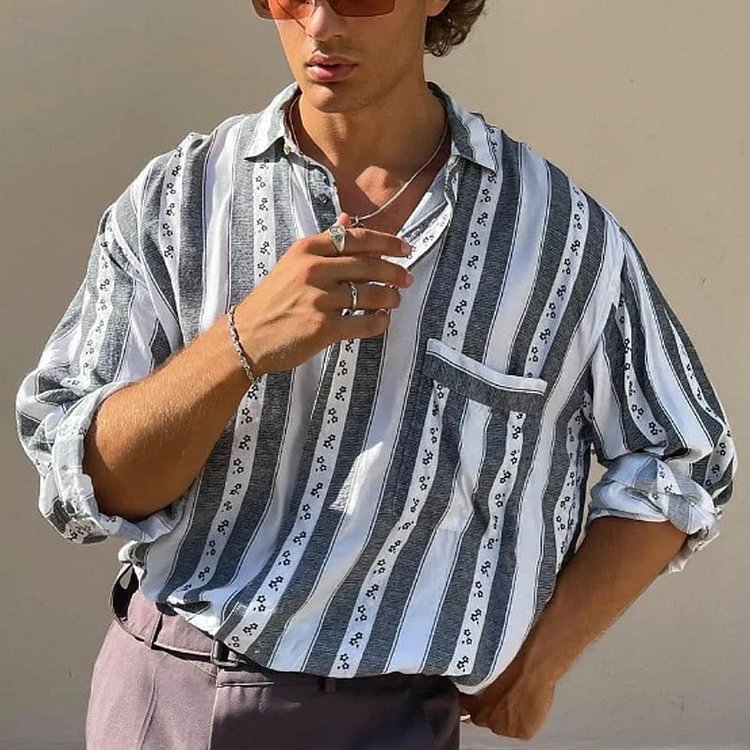 simple and comfortable temperament men's cotton and linen shirt