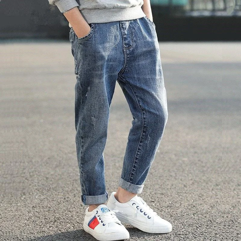 INS hot boys jeans 4-13 years old Cotton washed kids jeans Korean pocket letters pants for baby boys jeans kids 7 colors options