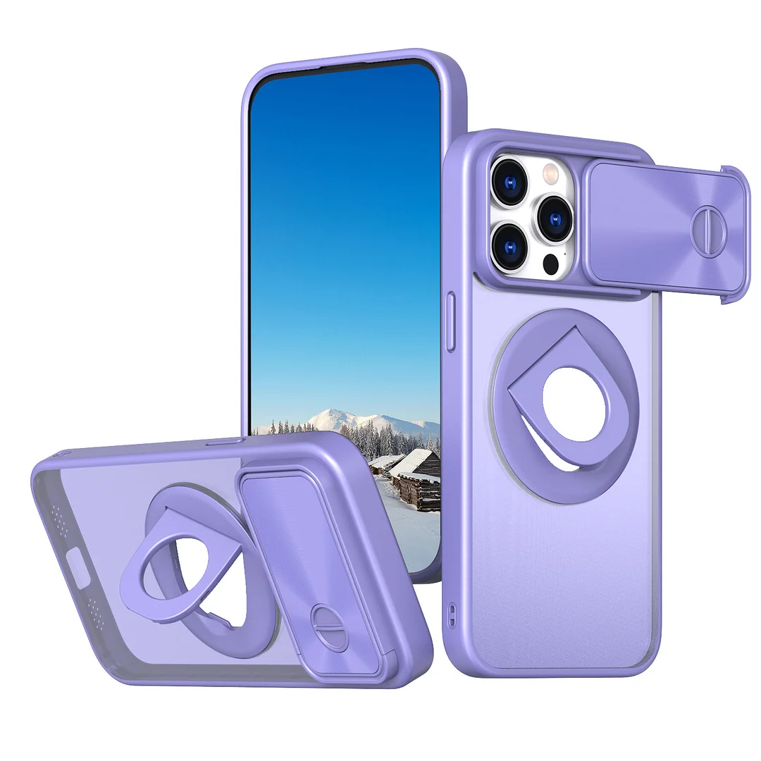 Suitable for iPhone 15/14 series invisible bracket skin-friendly magnetic sliding window phone case