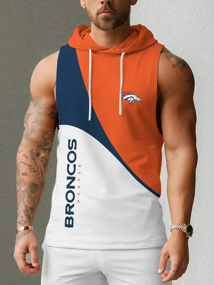 Denver Broncos Men's  Casual Comfy Sleeveless Hooded Tank Top