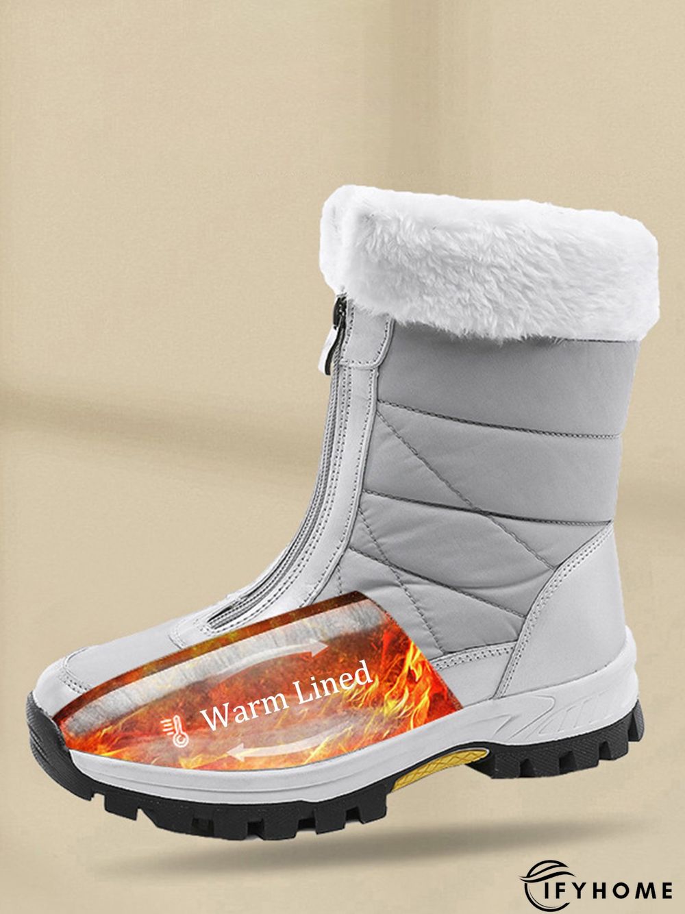 Winter Front Zip Thermal Lined Outdoor Snow Boots | IFYHOME