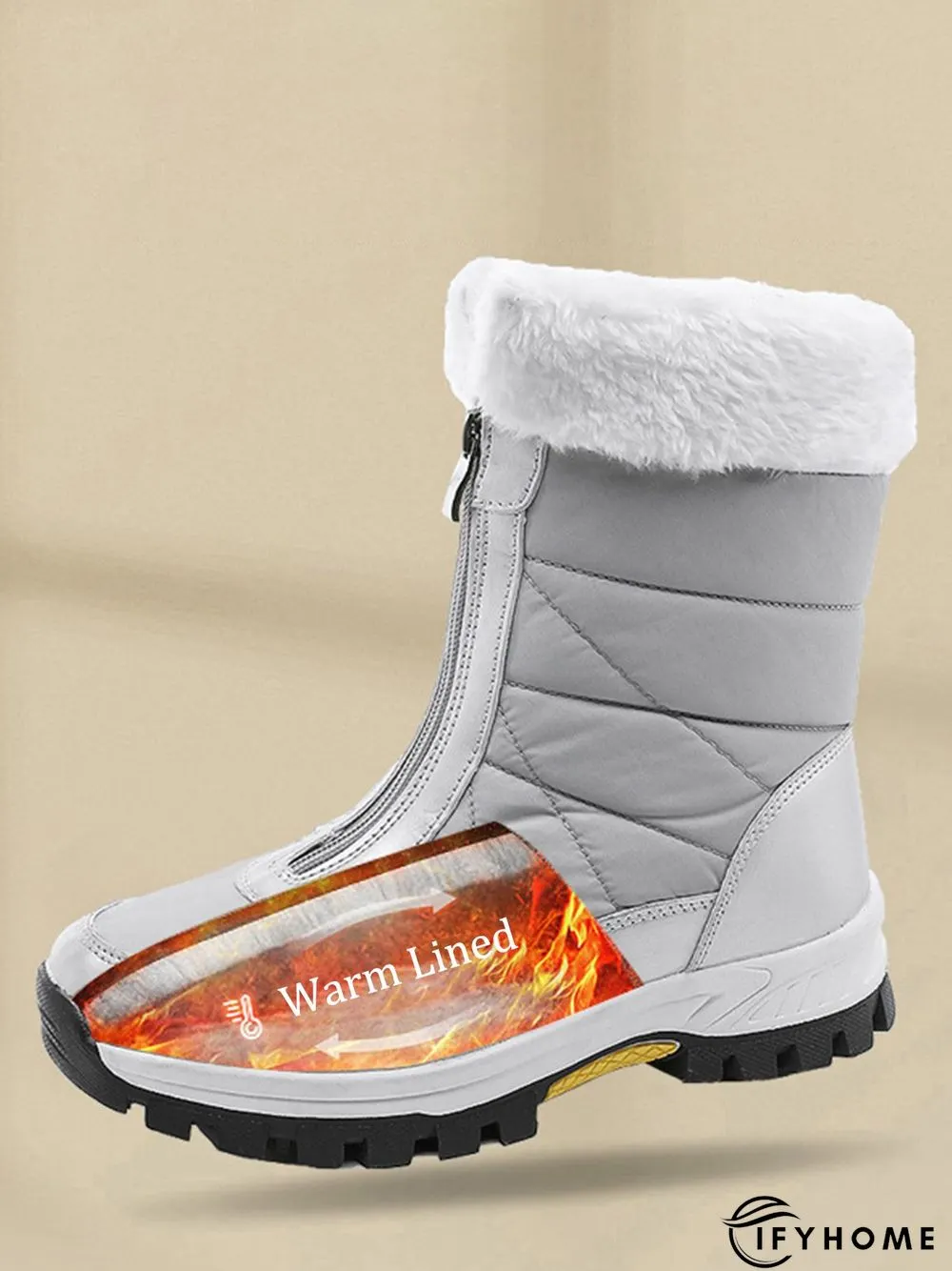 Winter Front Zip Thermal Lined Outdoor Snow Boots | IFYHOME