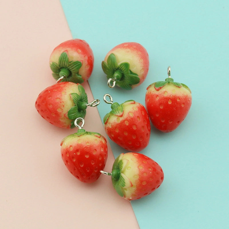 Resin Simulation Fruit Three-dimensional Mini Strawberry Earrings Bag Key Chain Pendant DIY Jewelry Accessories