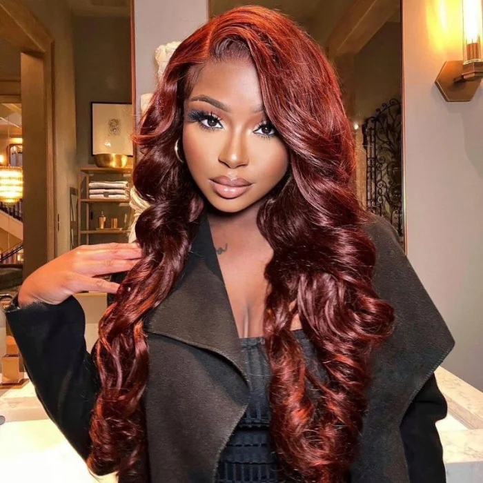 Red Human Hair HD Lace Wave Wig  | Glueless Wigs | 100% Real Natural Human Hair Wigs | Medium & Long Wig