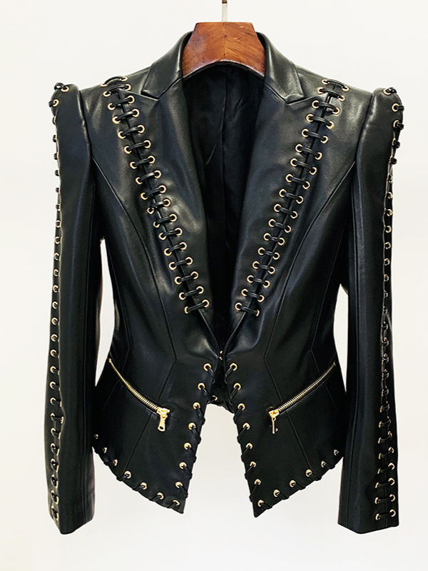 Gothic Punk Edge Women's Eco Leather Motorcycle Jacket