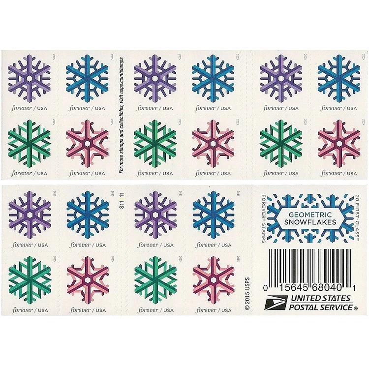 🎁【US Free Shipping】 Geometric Snowflakes 2015 - 5 Booklets / 100 Pcs