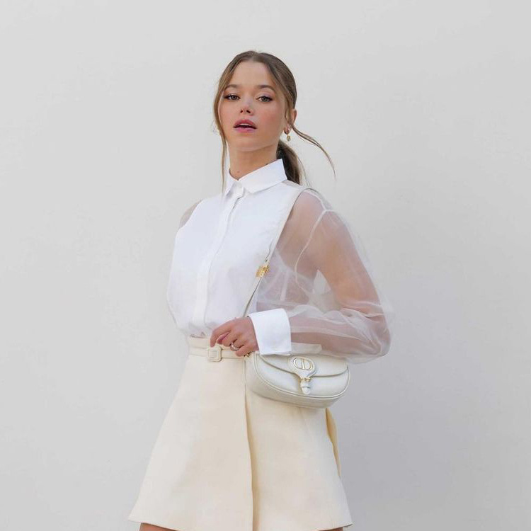 Ootddress Mesh See-Through Fashion Shirts Women Patchwork Sheer Solid Lapel Crop top Casual Long Sleeve High Waist Female Blouse