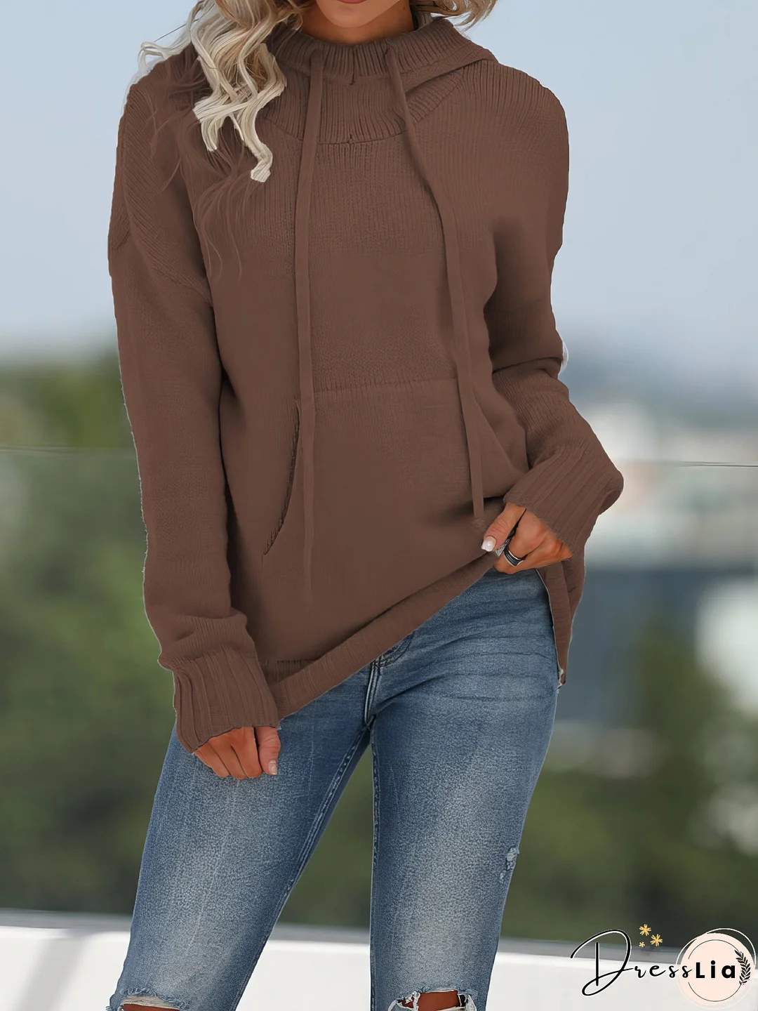 Oversized Knit Hoodie Sweater