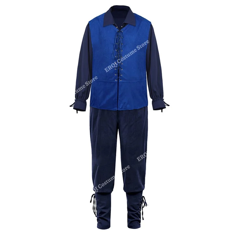 Billionm Pirate Costume Men Plus Size Medieval Renaissance Chevalier Clothing Adult Steampunk Gothic Pirate Uniform Set 3 Piece