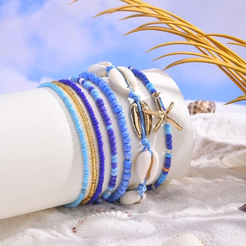 Hawaiian Vacation Beach Shell 18K Gold Plated Alloy Plastic Shell Bracelets