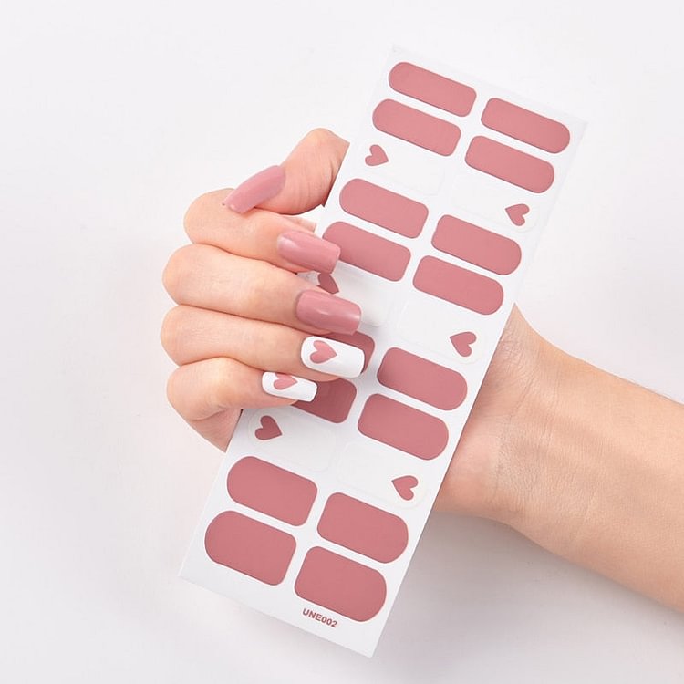 22 Tips/Sheet Pure Solid Color Love Nail Decoration Nail Stickers Adhesive Minimalist Design Nail Sticker Designer Nail Decals