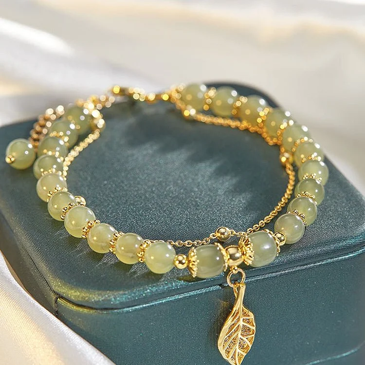 Golden Branch Jade Leaf Hetian Jade Bracelet