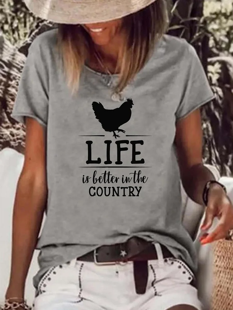 life is better in the country village life Raw Hem Tee