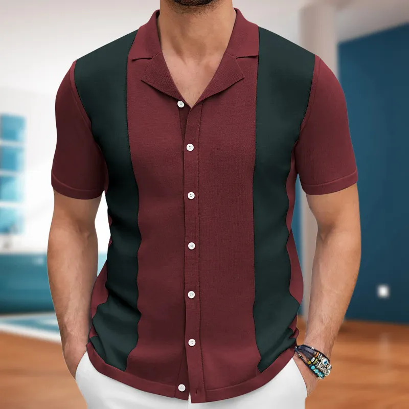 Uveng Uveng Men's Cardigan Knits Men's Sexy Shirts Collar Business Casual Polo Shirts