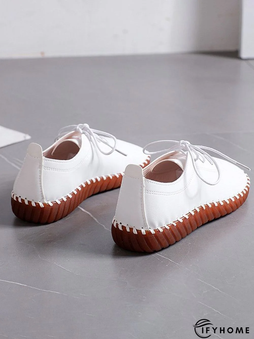 Casual Plain Lace-Up Flat Shoes | IFYHOME