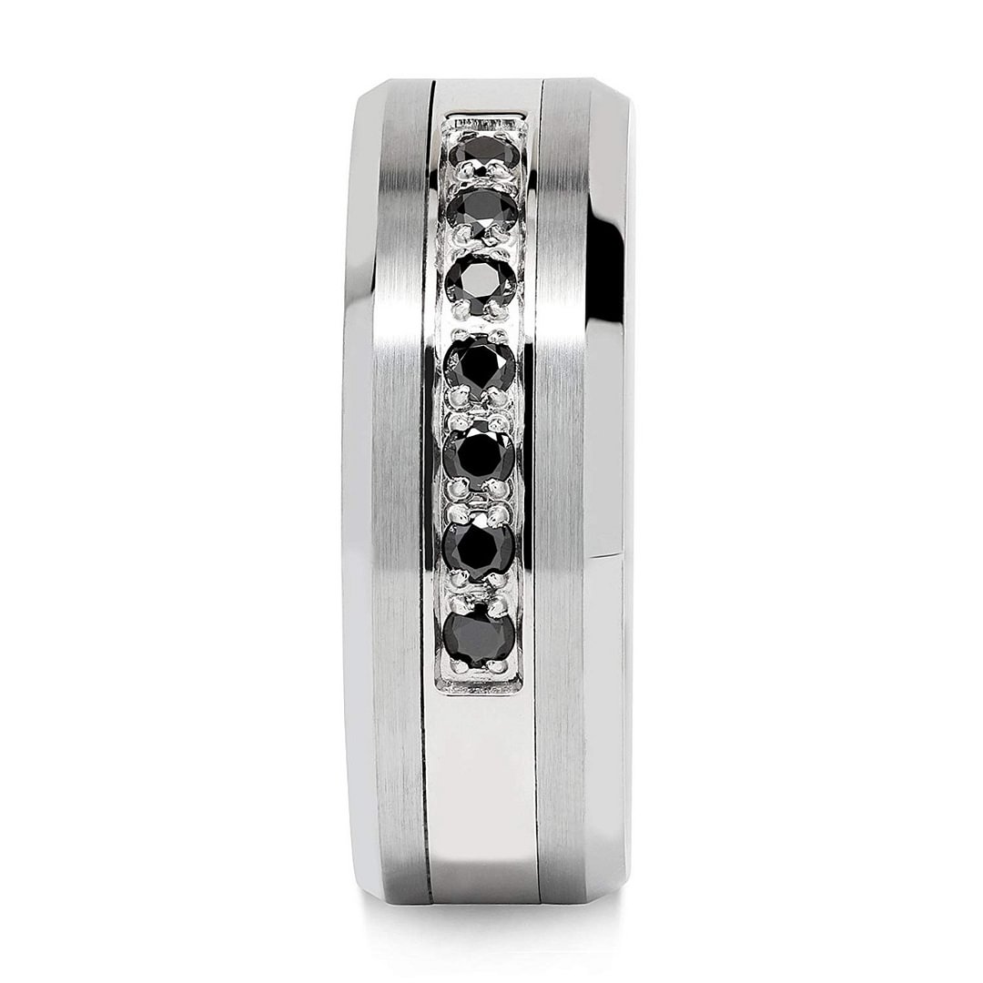 Mens Women Tungsten Ring Black Cz Inlay Wedding Band Titanium Color Couple Rings for Men Womens For Width 4MM 6MM 8MM 10MM