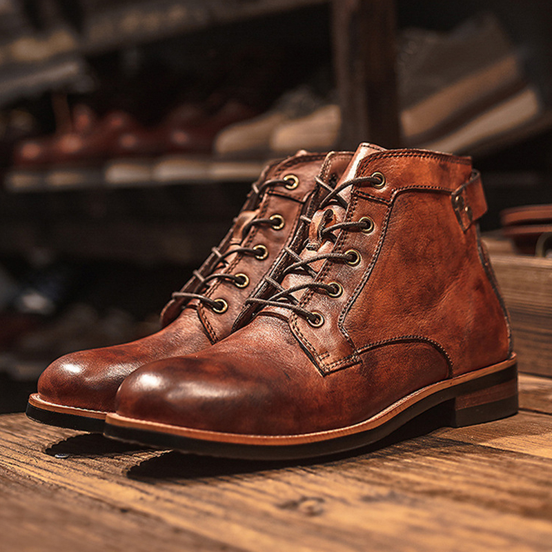 Retro Motorcycle Mid-Top Tooling Martin Boots