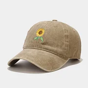 Vintage Washed Sunflower Embroidered Hat