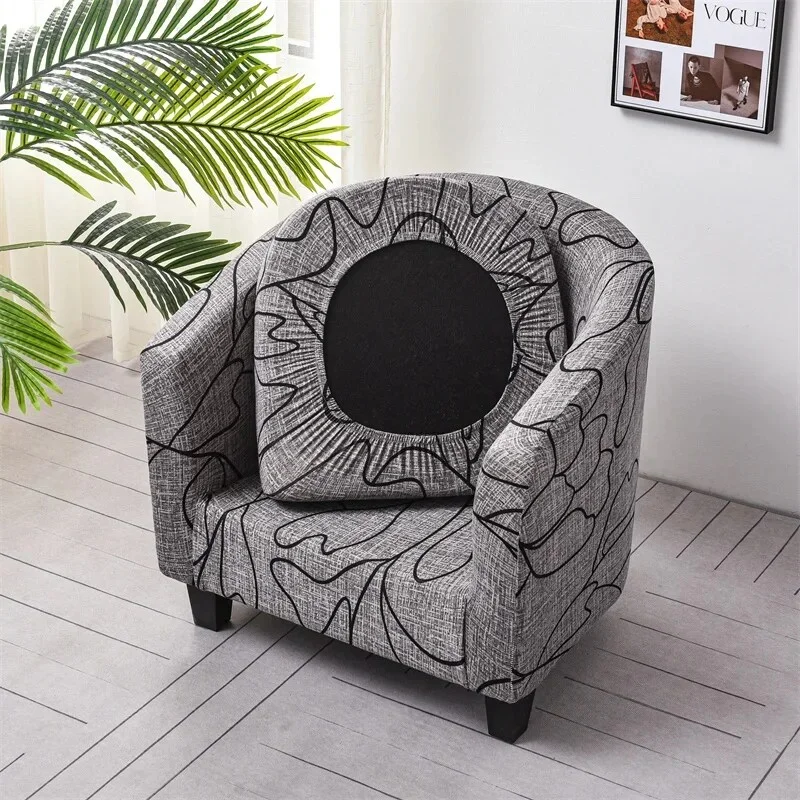 Nigikala Printed Tub Chair Covers Stretch Spandex Armchair Slipcovers Couch Covers Single Sofa Cover for Living Room Bar Home