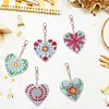 5pcs Double Side Diamond Painting Special-shaped Drill Heart Keychain Kits