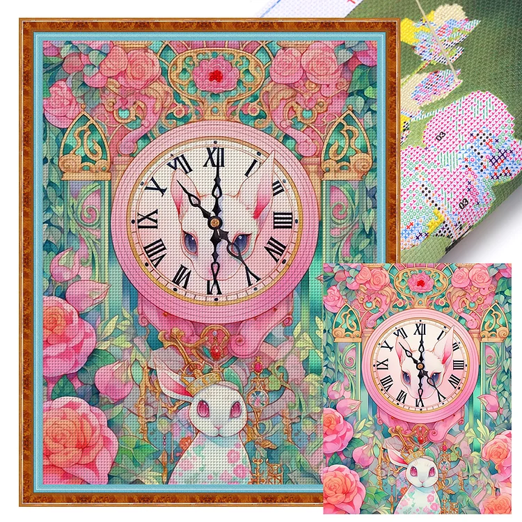 Alice Rose Bunny And Clock 11CT (45*60CM) Stamped Cross Stitch gbfke