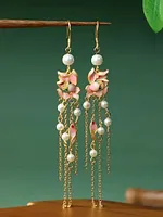 Vintage Alloy Pearl Rose Earrings