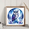 Owl On Gemstone Under Moonlit Night-Full Embroidery 3 Strands 11CT Stamped Cross Stitch-40*40CM
