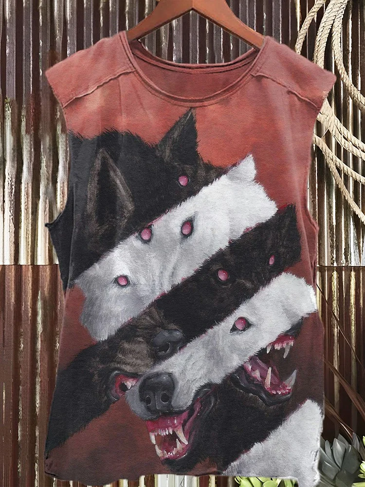 Weird Abstract Wolf Print Classic Tank Top