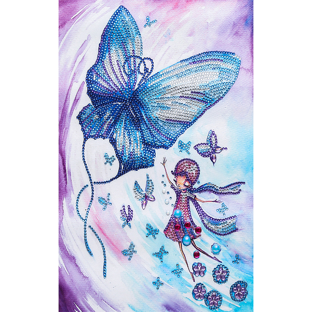 

30*40CM - Crystal Special Shaped Diamond Painting - Butterfly Girl, 501 Original