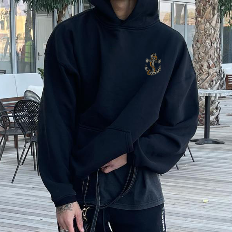 Casual Vintage Anchor Print Men's Sweatshirt、、URBENIE