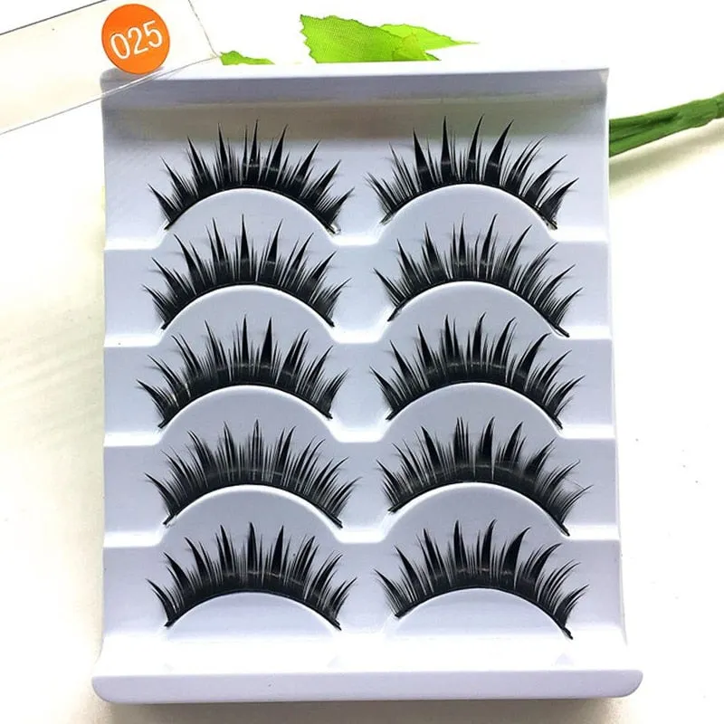 5Pairs 6D Mink Lashes False Eyelashes Natural Long Eyelash Extension Cross Volume Soft Fake Eye Lashes Winged Faux Cils Dropship