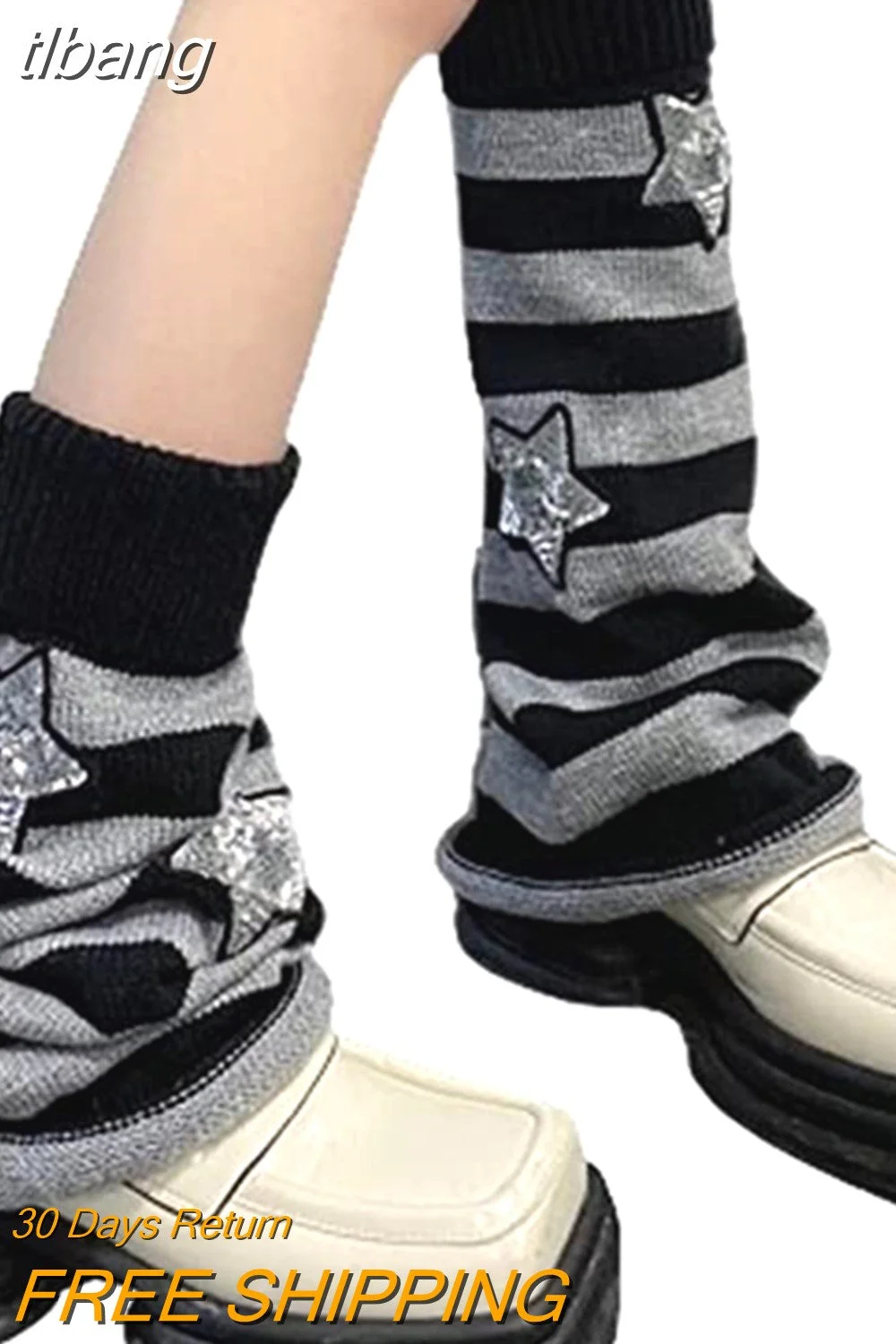 tlbang Gothic Stripe Leg Warmers 2000s Women Lolita Grunge Fairy Core Socks E Girl Dark Academia Aesthetic Knitted Accessories