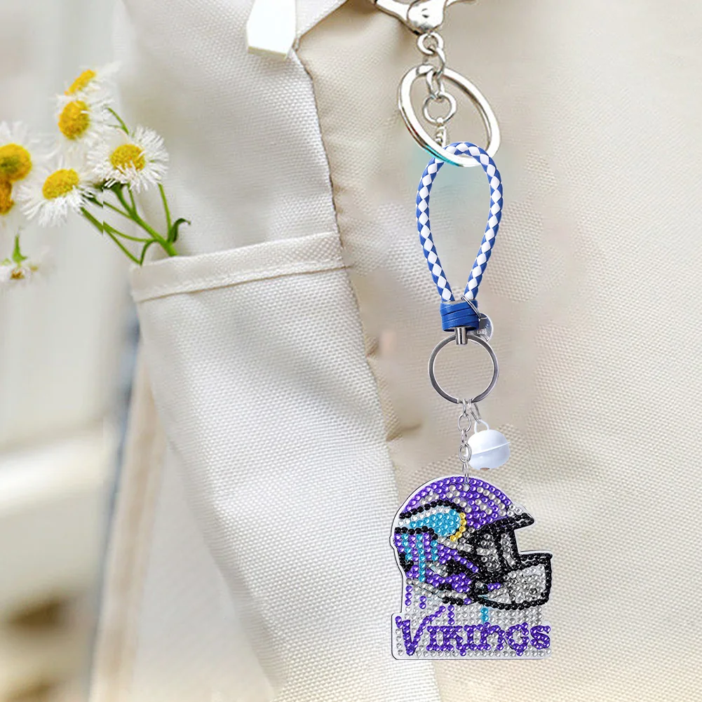 Minnesota Vikings DIY Diamond Art Keychains Craft Rugby Team Badge Hanging Ornament(Double Sided)