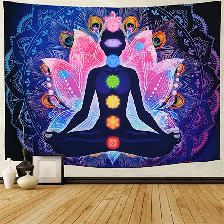 Chakra With Lotus Wall Hanging Tapestry