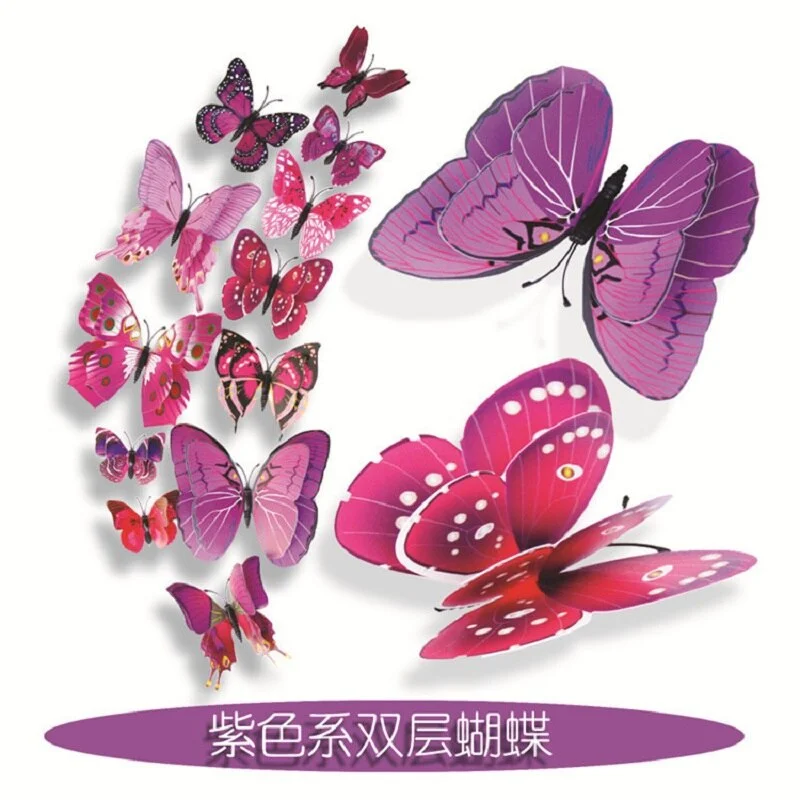 12pcs Butterflies Wall Sticker Decals Stickers on the wall Refrigerator Magnet Home Decorations 3D Butterfly PVC Wallpapers