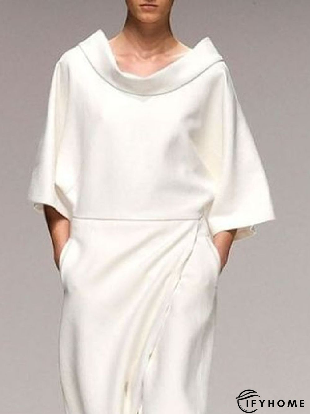 Half Sleeve Solid Vintage Weaving Dress | IFYHOME