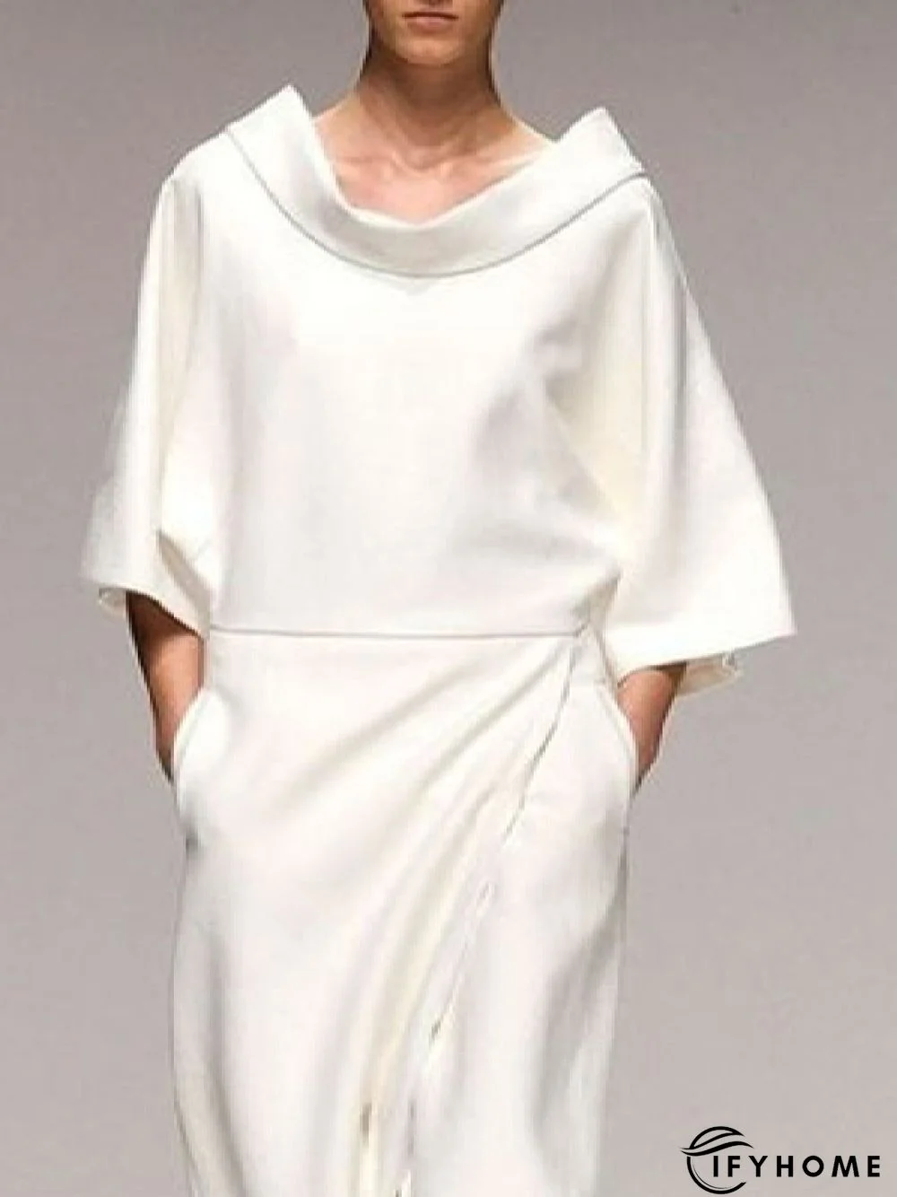 Half Sleeve Solid Vintage Weaving Dress | IFYHOME