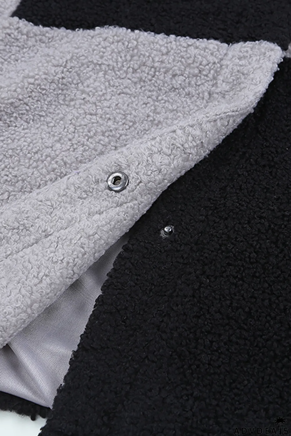 Colorblock Checkered Sherpa Jacket