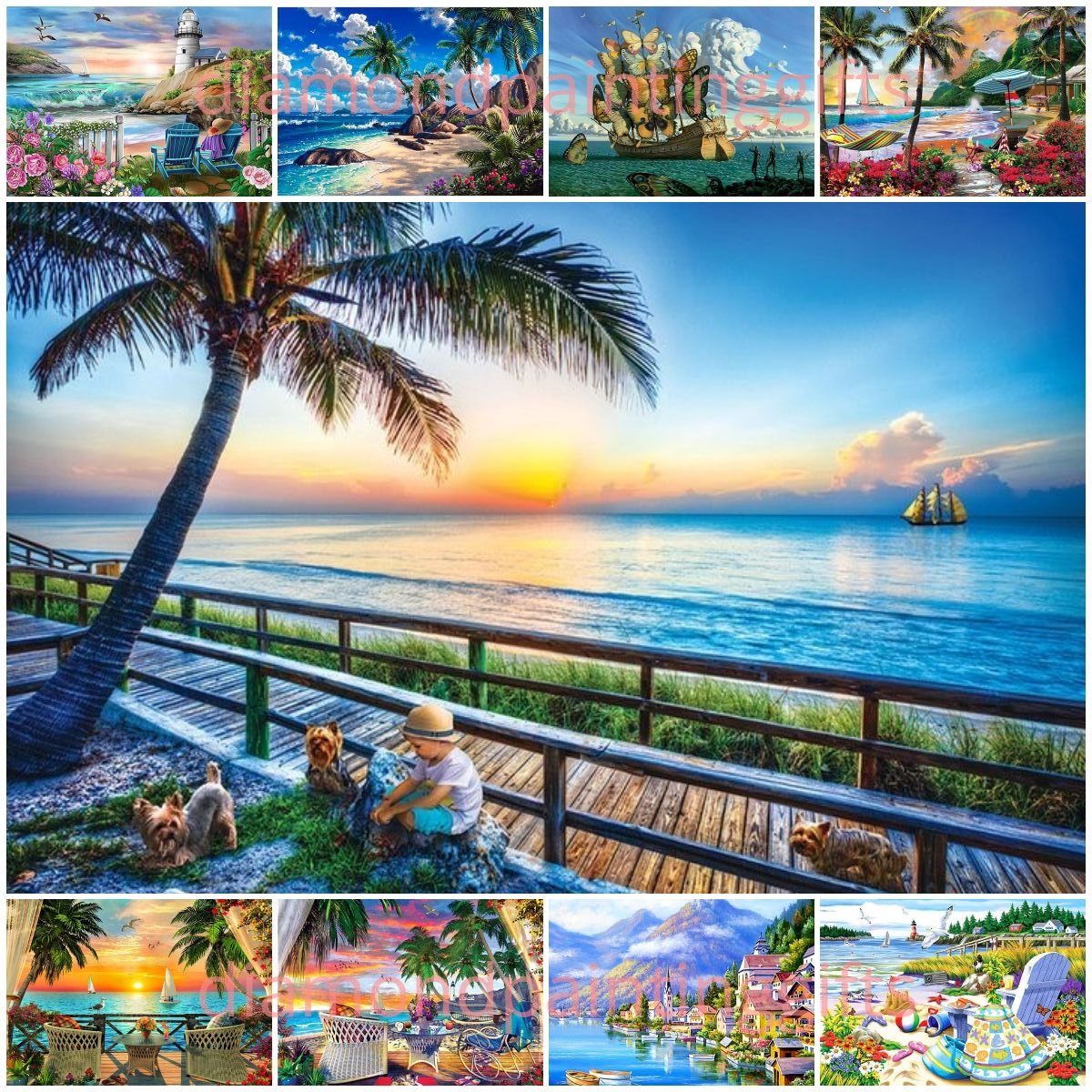 Diamondpaintinggifts Full Drill Diamond Painting Seaside Scenery